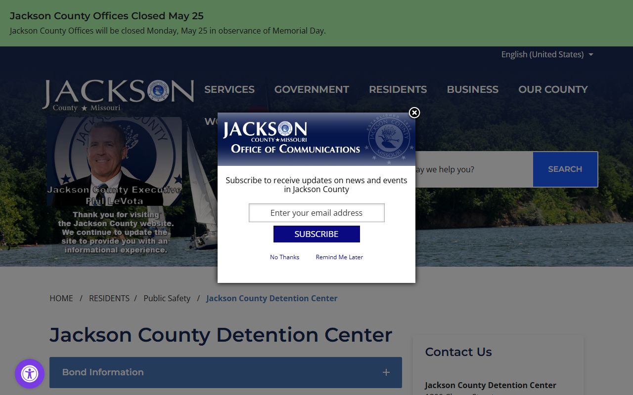 Jackson County Detention Center official county page